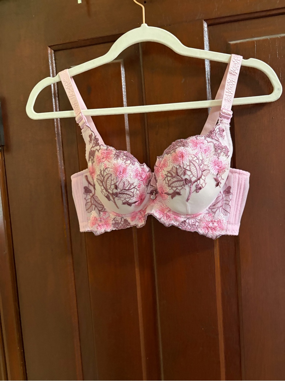 SHEIN Pink Floral Lace Underwire Bra